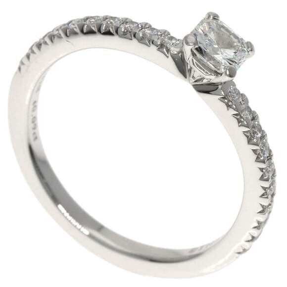 Tiffany & Co. Square Solitaire Diamond Ring Platinum PT950 Women's.